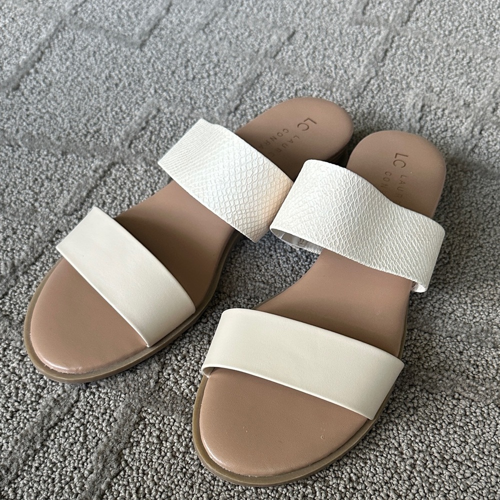 LC Lauren Conrad Women's White Slide Sandals